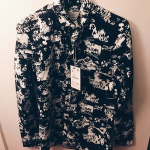 Loud black and white button up